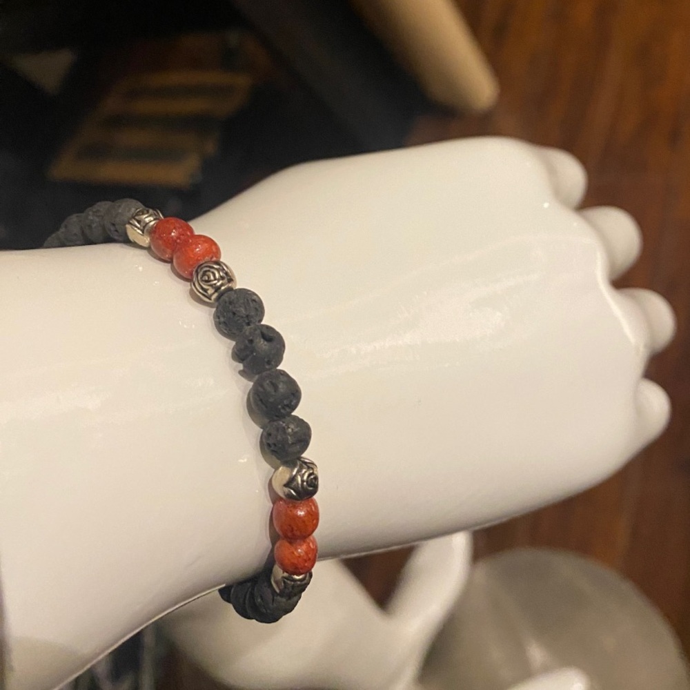 Breaded Lava & Red jasper stones